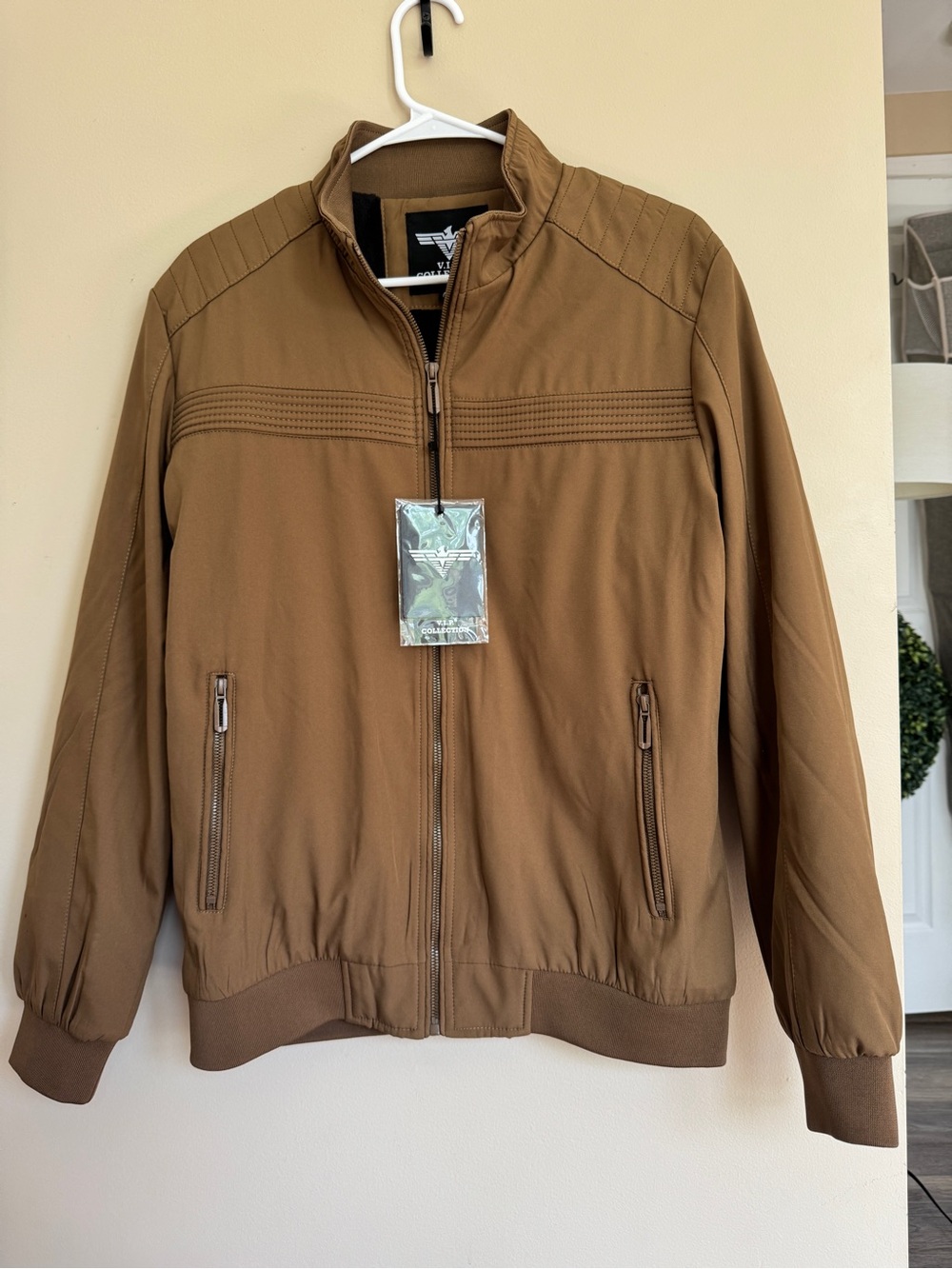 VIP Collection NWT Men's Brown Full-Zip Bomber Jacket